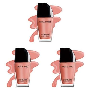 Imagem de Esmalte de unhas wet n wild Wild Shine She Sells Peach Pink x3
