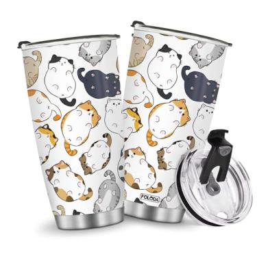 Imagem de Copos isolados caneca copo presentes de aniversário de Natal para homens pai avô meninas meninos 590 ml acessórios essenciais de viagem devem ter gatos com alça gelada fria