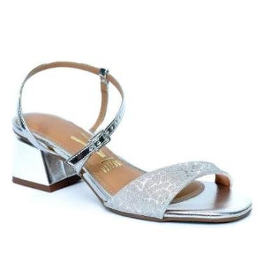 Imagem de Sandália Vizzano Metalizada Salto Bloco Feminino-Feminino
