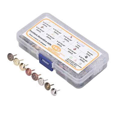 Imagem de Generic Prego Decorativo Antigo Sem Ferrugem para Estofamento, Conjunto de Pintura de Móveis Com Martelo de Garra para Artesanato e Camas de Madeira, Kit de 163 Peças de Aço Carbono para Entusiastas