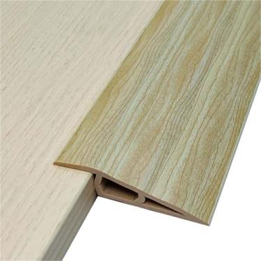 Imagem de Tira autoadesiva de transição de piso de 2 m, tira de acabamento de PVC para carpete e borda de piso, transições de limiar de PVC adequadas para altura limite de 0,47 ~ 1,5 cm (grão de madeira