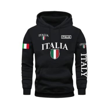 Imagem de Moletom Masculino Cinza Com Estampa Da Bandeira Da Itália E Letra ITAL