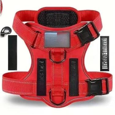 Imagem de Peitoral Ajustável Refletivo para Cachorro Porte Médio e Grande, Colete Reforçado Confortável com Regulagem e Segurança(Vermelho,M (M))