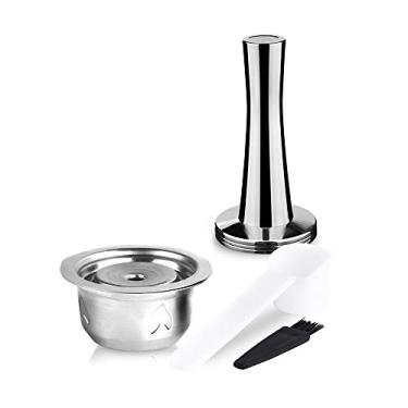 Imagem de Conjunto de Cápsulas Reutilizáveis Aço Inoxidável com Espátula Compactação Pó Pincel Substituição para Vertuoline GCA1 Delonghi ENV135 ENV150 VertuoPl