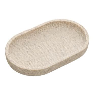 Imagem de WOLFF - Bandeja para Banheiro Linen 20cm x 12,5cm x 2,5cm Bege Poliresina