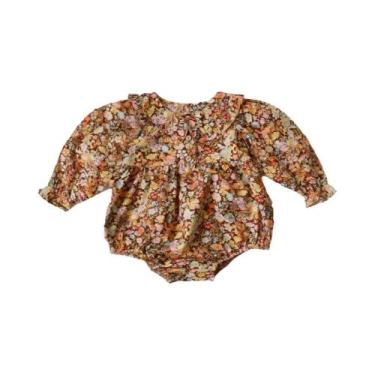 Imagem de Macacão floral vintage para meninas, roupas de primavera para festa de