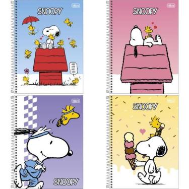 Imagem de Caderno 1X1 Capa Dura Snoopy 80 Folhas FIT Pacote com 4 Unidades - Til