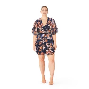 Imagem de City Chic Vestido feminino plus size - estampa Lyra Wrap, Azul marino, 58