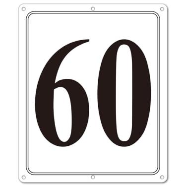 Imagem de i-CowFun Placa numerada de metal premium ao ar livre, refletiva 30,5 x 25,4 cm placas numeradas de alumínio grande 60 para estacionamento, quadra de tênis, campo, armazém, corredor, edifício, doca