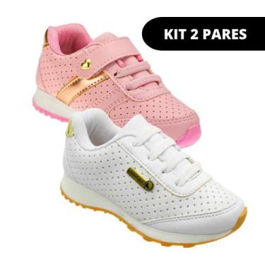 Imagem de Tenis Infantil de Menina Escolar - KIT 2 PARES Tam 20 ao 34 - Sapatinh
