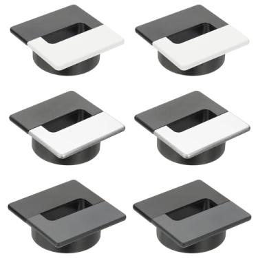 Imagem de PATIKIL Argola de mesa de 7 cm, 6 peças, organizador de cabos para gerenciamento de fios, capa para escritório, casa, mesa, bancada, preto/branco preto/prata preto/cinza
