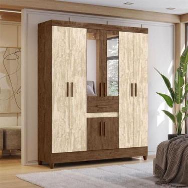 Imagem de Guarda Roupa Casal Ambiente Portugal 8 Portas Castanho Wood Avelã Wood
