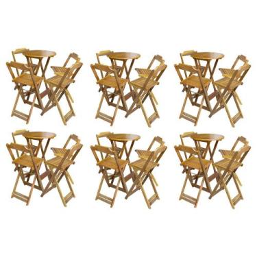 Imagem de Kit 6 Jogos de Mesa Bistrô de Madeira com 4 Cadeiras Dobravel Ideal pa