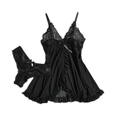 Imagem de Conjunto De Lingerie Feminina Sensual Com Sutiã De Renda, Camisola Fin