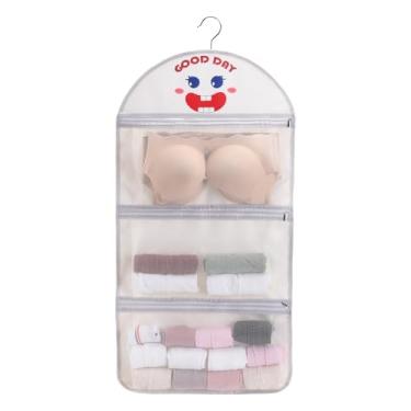 Imagem de Fasolara Organizador de armazenamento suspenso de 3 camadas com bolsos de malha, design de panda fofo, bolsa multiuso de armazenamento de parede para armário, quarto, banheiro (2 unidades x três