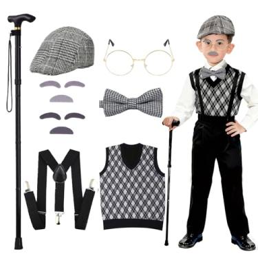 Imagem de LUMIDEXA Kids 100 Days of School Costume for Boys, 8pc old man costume for kids Set, Grandpa Cosplay Parties with Many Parts (X-Small(3-4yr))