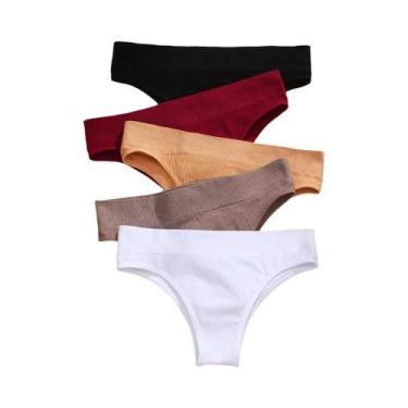 Imagem de Calcinhas Brasileiras Sexy De Cintura Baixa Para Mulheres, 5 Peças, Se