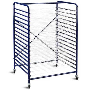 Imagem de Sintuff Estante de secagem de arte móvel para uso doméstico em sala de aula ou estúdio, suporte de secagem de pintura de metal, economia de espaço, mantenha a arte protegida enquanto seca, 91 cm de
