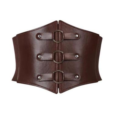 Imagem de Cinto Corset Feminino De Cintura Alta Elástico Super Largo Em Couro PU