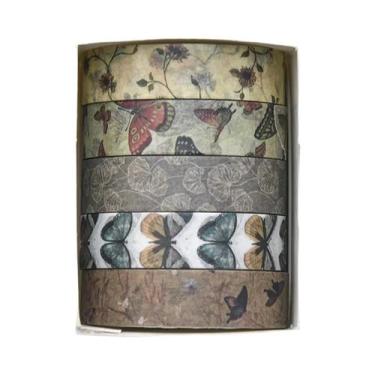 Imagem de Fita Washi Romântica Com Flores, 5 Rolos, Fita Decorativa DIY Fofa E F