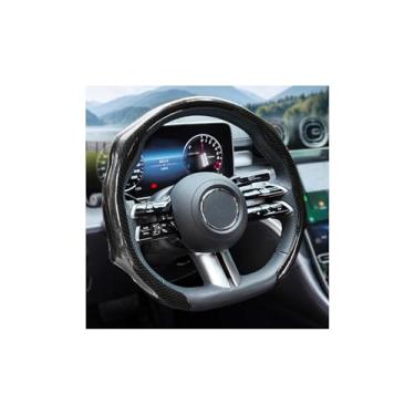 Imagem de Osilly Capa de volante de carro, protetor de volante antiderrapante a laser de fibra de carbono frio de 36,8 a 38 cm, acessórios de proteção interior automotivos elegantes, universal para caminhão van