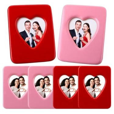 Imagem de Yookeer 6 porta-retratos de coração dos namorados, resina para exibição de fotos, presente para dia dos namorados, casamento, casa, mesa, mesa, prateleira, decoração