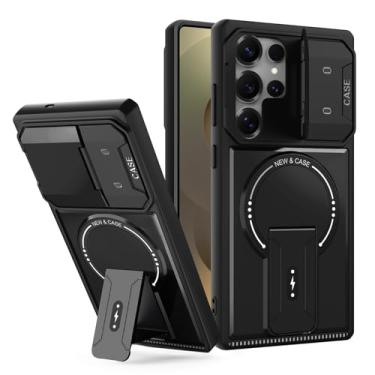 Imagem de LTLMYDAM Capa legal para Samsung Galaxy S26 Ultra/S26 Plus/S26, capa magnética fina com suporte ajustável para câmera deslizante militar antiarranhões, preta, S26 Ultra