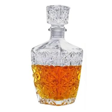 Imagem de Garrafa Whisky Licor Vidro Transparente Cristal Licoreira Bebida Suco Vinho Decanter Bar(Crystal Style 800ml)