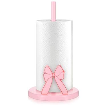 Imagem de Porta-lenços de papel de laço rosa arco coquete suporte de toalha decorativo de madeira suporte de guardanapo acessórios de decoração de cozinha para mulheres cozinha bancada banheiro festa em casa
