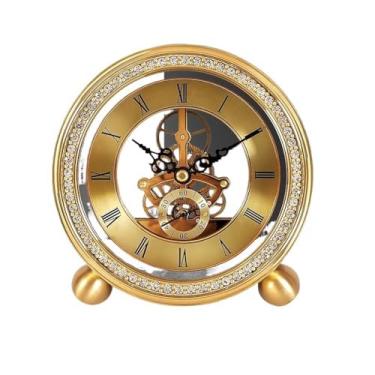 Imagem de Relógio de mesa moderno e simples relógio de mesa para casa, sala de estar, quarto, mesa, varanda, mecânico, transparente, relógio de escritório, relógio de mesa (B)