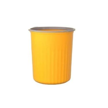 Imagem de Lndoor Lixeira engrossada grande capacidade lata de lixo doméstica sala de estar banheiro lata de lixo quarto cozinha escritório imprensa anel cesto de papel lixeira (amarelo, grande)