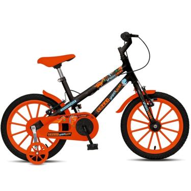 Imagem de Bicicleta Infantil Colli Spinossauro Aventuras Com Rodinha Lateral Preto Fosco Aro 16 Quadro Aço Carbono 4+ anos Freio V-Brake Masculina Menino