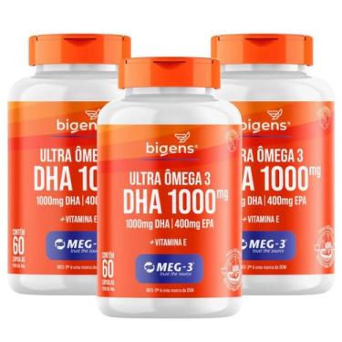 Imagem de 3x Ultra Ômega 3 Dha 1000 Epa 400mg Meg3 Bigens 60 Capsulas, Sem Sabor