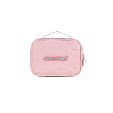 Imagem de Estojo Escolar Feminino Grande Stitch & Angel Rosa Claro - Disney, U, 