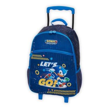 Imagem de Mochila Sonic de Rodinhas Escola Passeio Viagem Meninos Kids, Azul