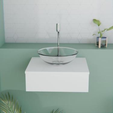 Imagem de Gabinete de Banheiro 45cm com Cuba – Sem Torneira, Armário Organizador Compacto para Higiene e Cosméticos Doméstico (Branco)