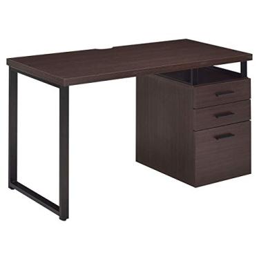 Imagem de U5GAAALPPQ9 Mesa de computador com 3 gavetas contemporânea estilo simples mesa de estudo decente e estável mesa de escritório em casa / estação de trabalho/mesa de carvalho
