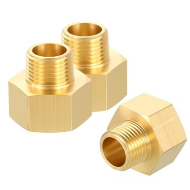 Imagem de Rebower Pacote com 3 adaptadores FeMale para macho, 2,5 cm FeMale NPT x 3/10.2 cm macho NPT latão conectores de extensão de tubo para industrial, automotivo, transferência de fluidos, jardinagem