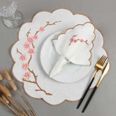 Imagem de Jogo Americano Sousplat Mesa Posta Bordado Guardanapo 12 Peças