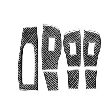 Imagem de REPOYUL Adesivo de painel de interruptor de elevação de janela de carro compatível com Mazda Axela 2020 capa de fibra de carbono decalque acabamento interior