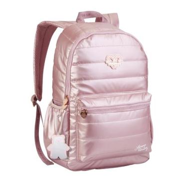 Imagem de Mochila De Costas Lorena Queiroz Metalizada Color Up Escolar Cor:Rosé 