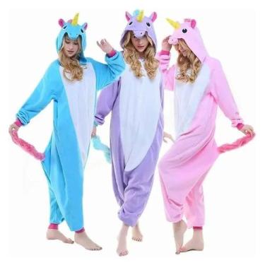 Imagem de Pijama Unicórnio Infantil E Adulto Macacão Kigurumi Cosplay - Fantasia
