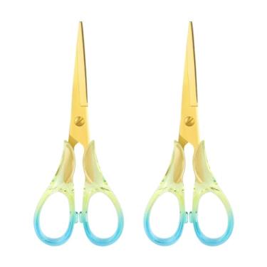 Imagem de Honagu Tesoura de cabo de acrílico premium - Lâminas de aço inoxidável, corte de precisão, design ergonômico, ideal para uso doméstico, escritório e artesanato - pacote com 2, azul