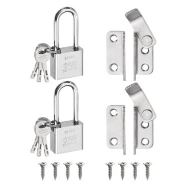 Imagem de PATIKIL 2 peças 2,5 mm trinco de portão, aço inoxidável 304 de abertura direita, trava de porta para quarto, portas de banheiro, armários janelas, prata