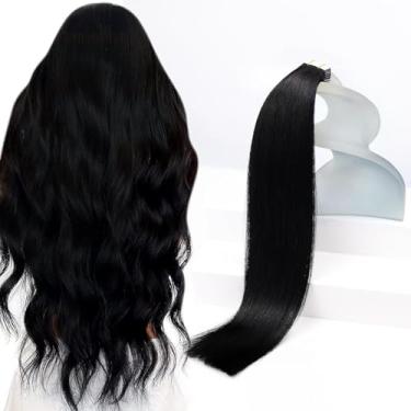 Imagem de Sunny Hair Extensões de cabelo humano com fita adesiva extensões de cabelo humano de 51 cm, fita de cabelo humano real em extensões, fita preta em extensões para mulheres, 20 peças, 50 g
