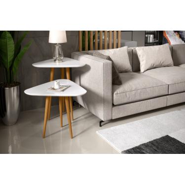 Imagem de Mesa Lateral e Apoio 3 Pontas Pés Palito cor Branco