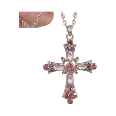 Imagem de Colar Gótico Feminino Com Cruz De Diamantes Estilo Spicy Girl, Conjunt