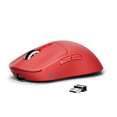 Imagem de Mouse Gamer ATTACK SHARK X3 Sem Fio Tri-Mode (2.4G/Bluetooth/USB) Sensor PixArt PAW3395 26K DPI Com Base RGB – Ergonômico, Alta Precisão (Vermelho)