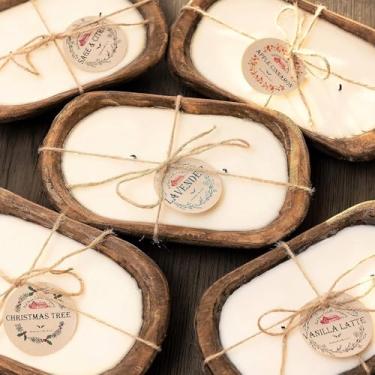 Imagem de Red Barn Candle Company Velas de tigela de massa de madeira | Cera de soja 100% natural e infundido com óleo essencial | Eliminação de odor + seguro para animais de estimação | Presentes de vela