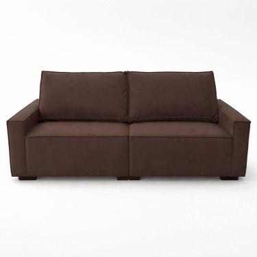 Imagem de Sofá 2 Metros Contemporâneo Sala Estar Luxo Moderno Suede Cor:marrom